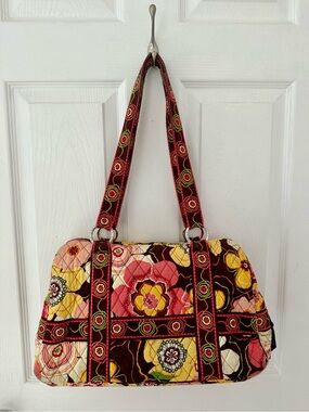 Vera Bradley Squared Away Shoulder Bag in Buttercup Floral Pattern